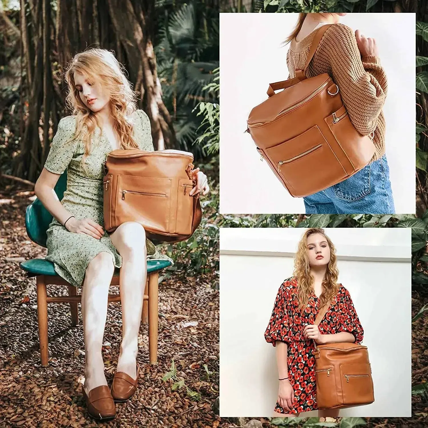 Mommy Bag Pu Leather Diaper Backpack Bag with Changing Pad Baby Organizer Baby Nappy Bag Mummy Daddy Backpack