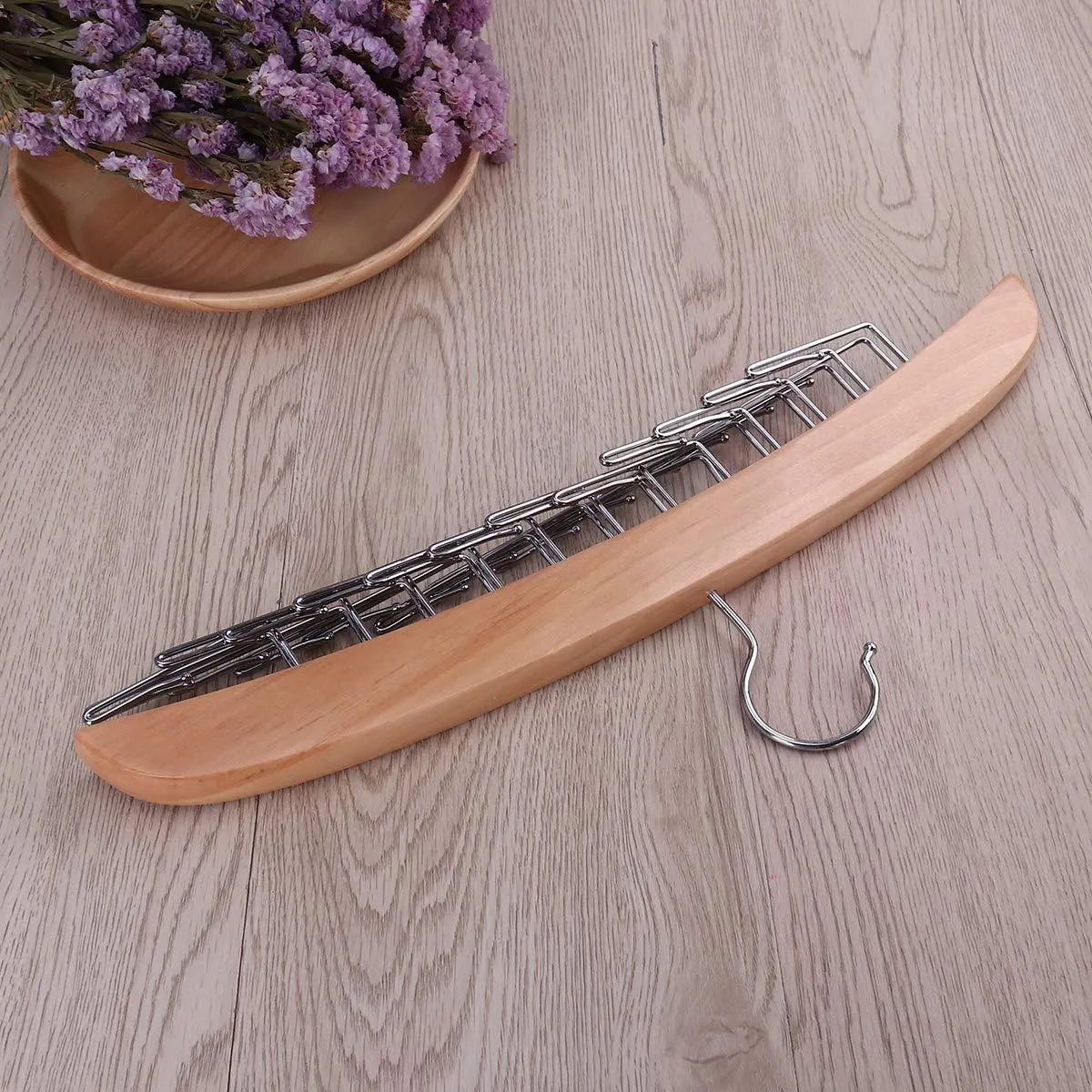Multifunctional Premium Wooden Necktie Tie Hanger Rack Scarf Organizer Holder with 24 Hooks