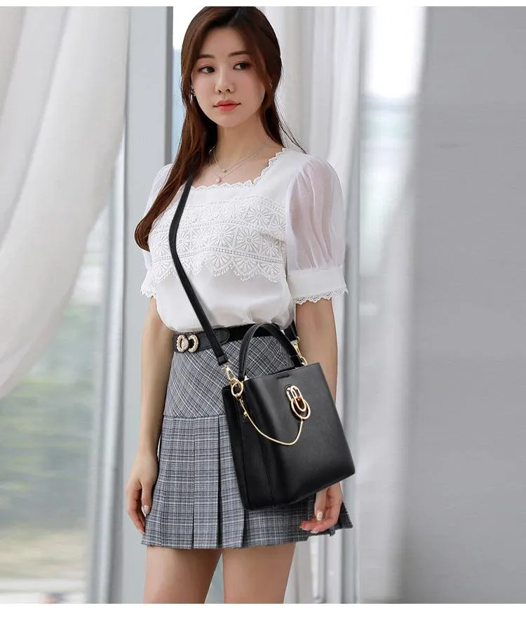 Multifunctional soft leather diagonal bag
