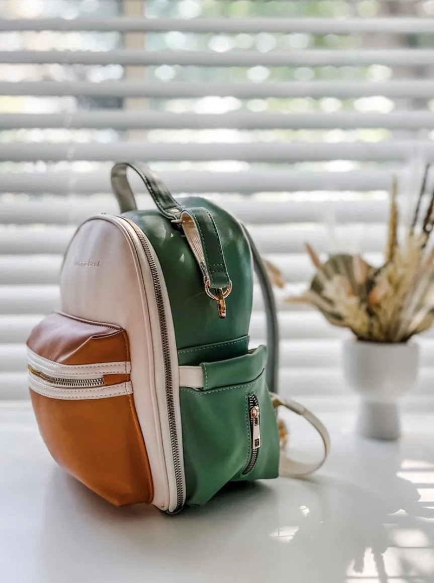 MummaBear Eucalyptus - Vegan Leather Nappy Backpack