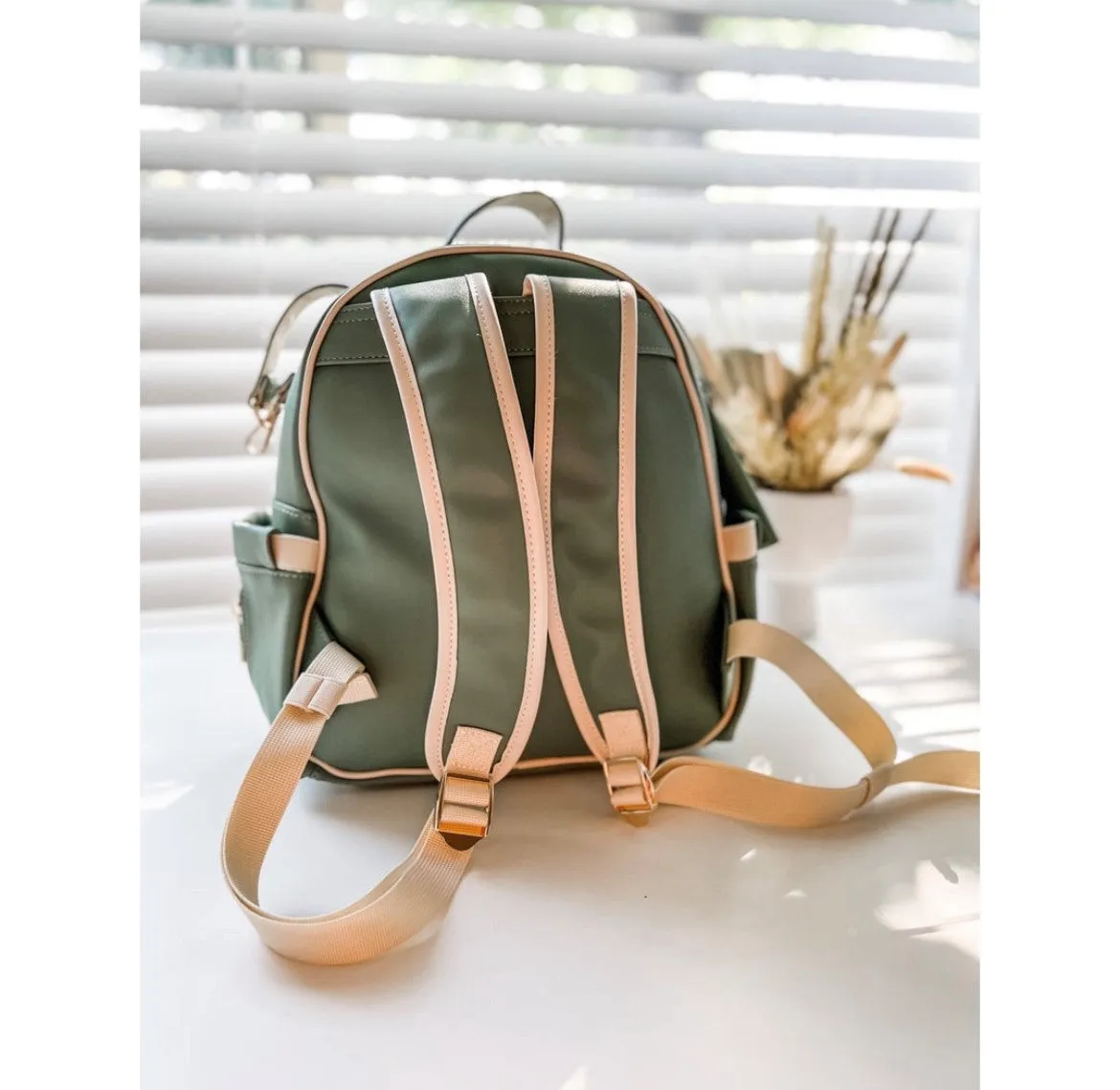 MummaBear Eucalyptus - Vegan Leather Nappy Backpack