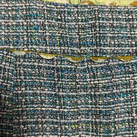 Nanette Lepore Size 6 Tweed Mini Skirt, blue/green, Fully Lined