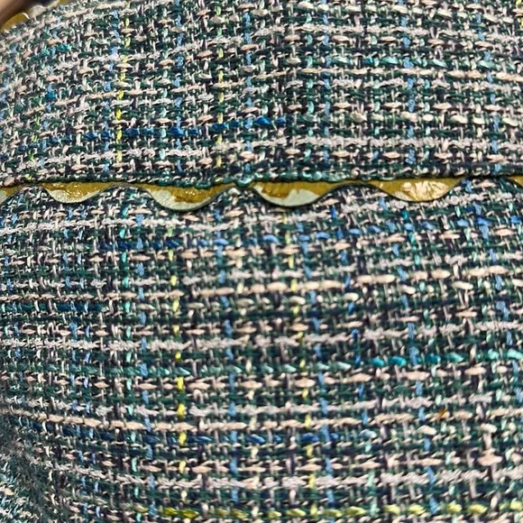 Nanette Lepore Size 6 Tweed Mini Skirt, blue/green, Fully Lined