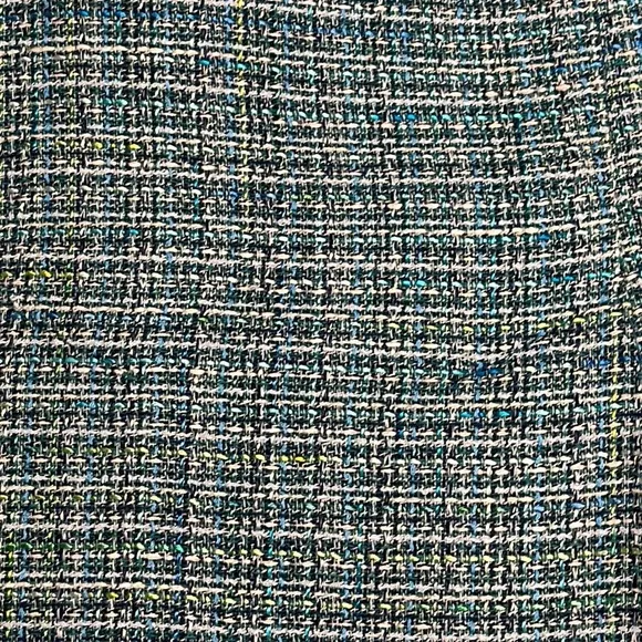 Nanette Lepore Size 6 Tweed Mini Skirt, blue/green, Fully Lined