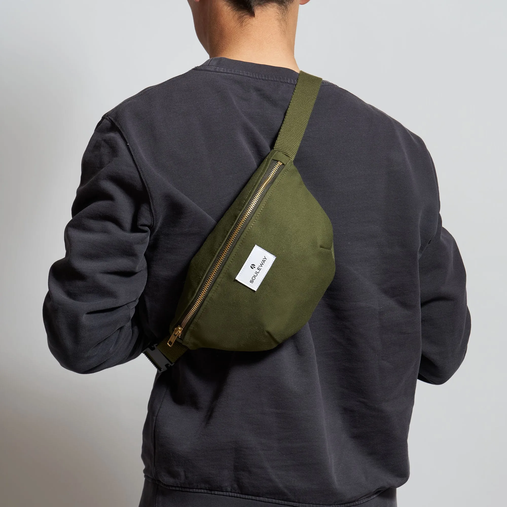 Natural Cotton Canvas Bum Bag | Dark Olive