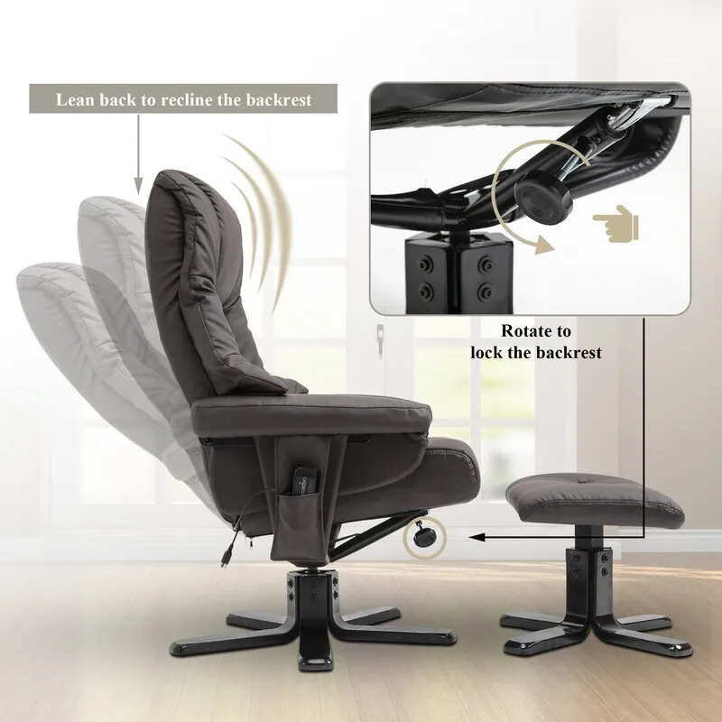 New in box! Wayfair Dark Brown Ultra Soft PU Leather Massage Recliner Chair W/Ottoman & Remote by Winston Porter! Retail $560 w/tax!