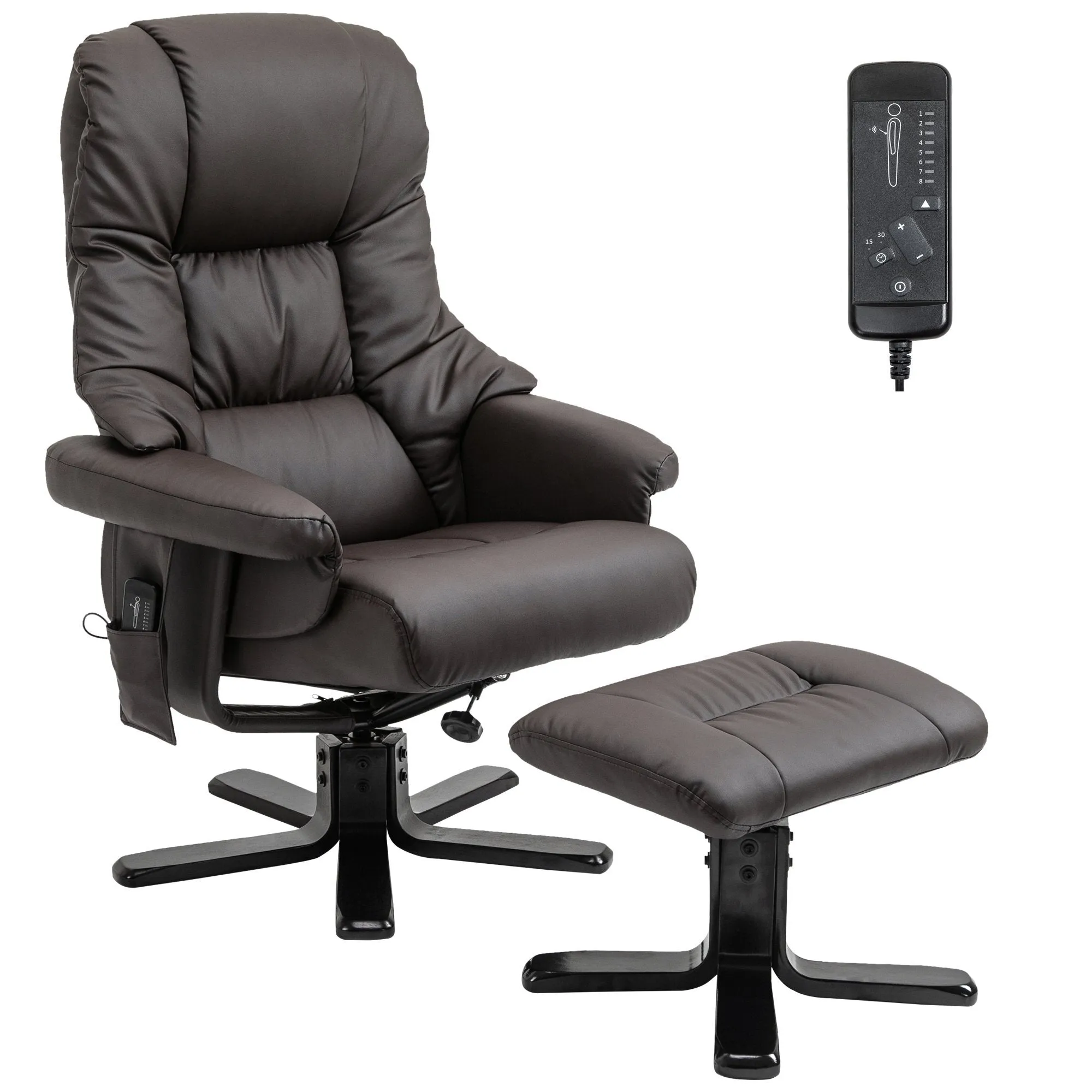 New in box! Wayfair Dark Brown Ultra Soft PU Leather Massage Recliner Chair W/Ottoman & Remote by Winston Porter! Retail $560 w/tax!