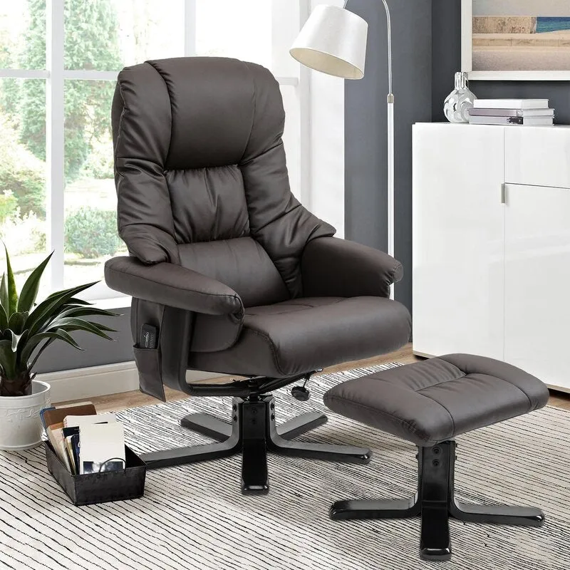 New in box! Wayfair Dark Brown Ultra Soft PU Leather Massage Recliner Chair W/Ottoman & Remote by Winston Porter! Retail $560 w/tax!