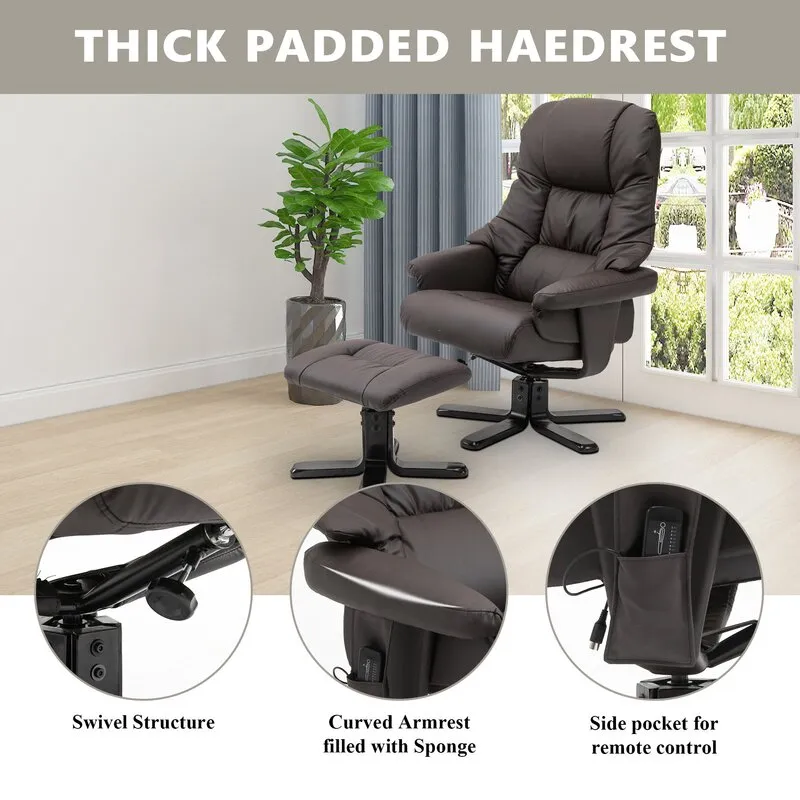 New in box! Wayfair Dark Brown Ultra Soft PU Leather Massage Recliner Chair W/Ottoman & Remote by Winston Porter! Retail $560 w/tax!