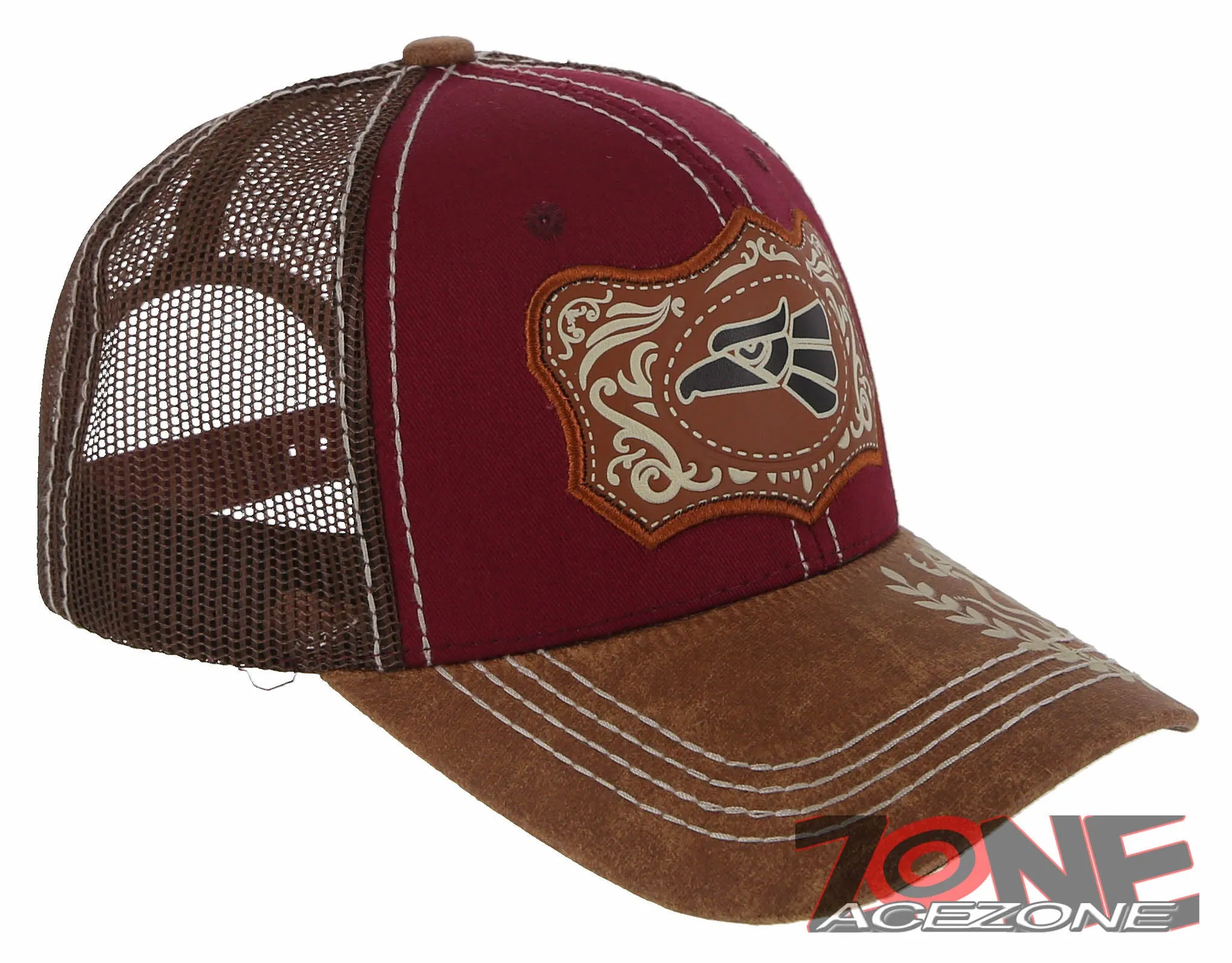 NEW! MEXICAN EAGLE PRIDE AZTEC BIRD TRUCKER SNAPBACK BASEBALL CAP HAT BURGUNDY
