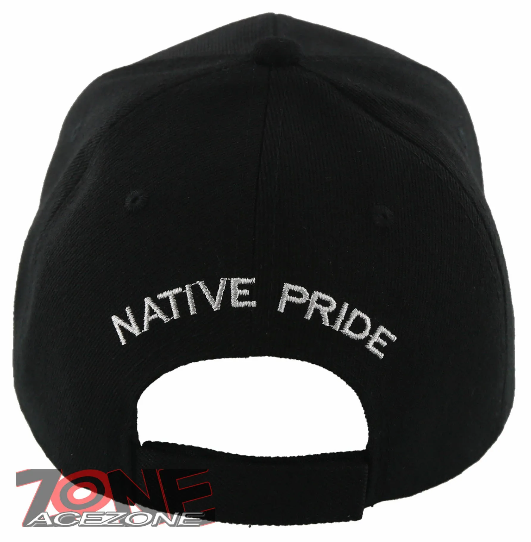 NEW! NATIVE PRIDE BEAR FEATHERS FAUX LEATHER BASEBALL CAP HAT BLACK
