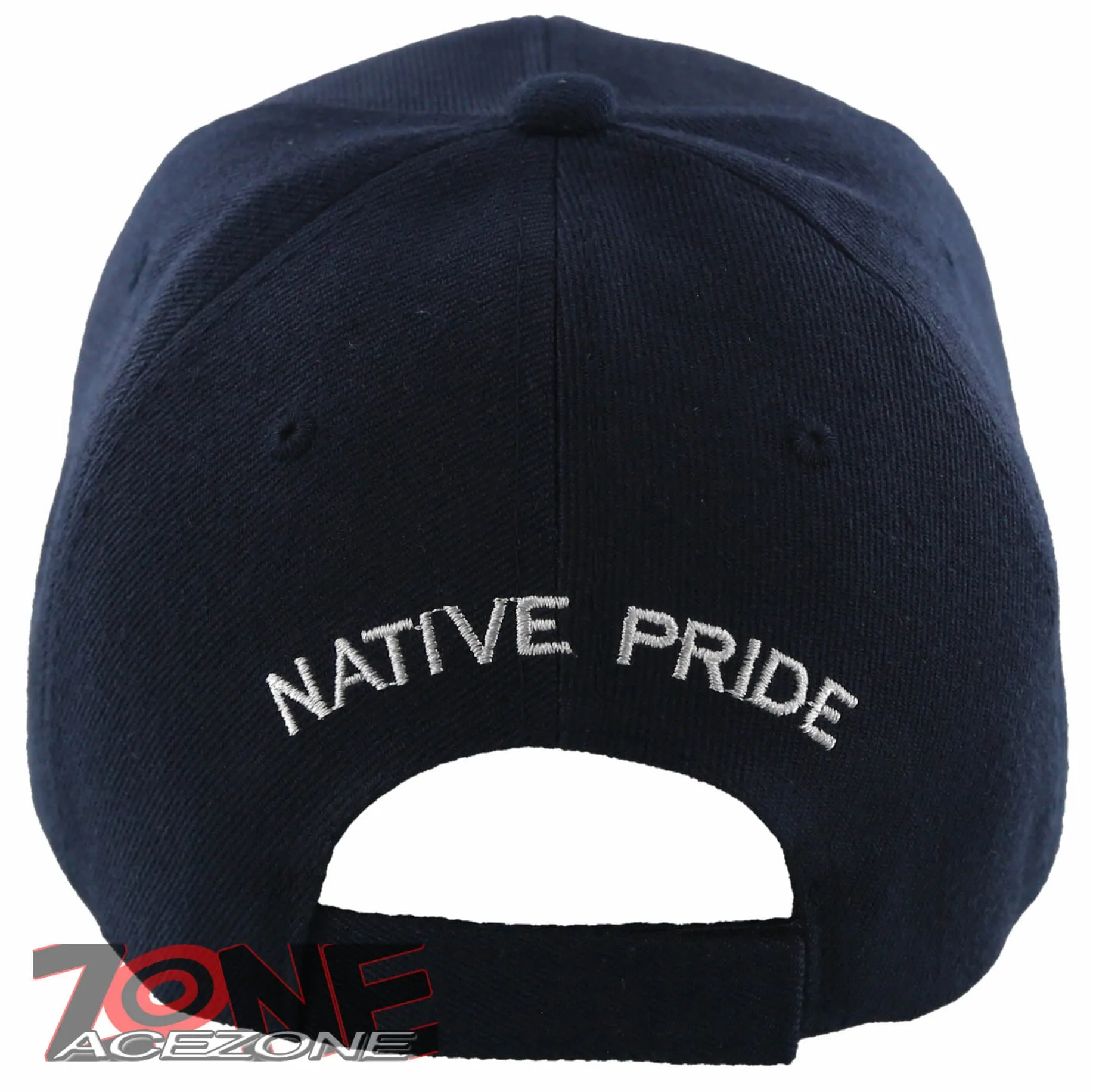 NEW! NATIVE PRIDE BEAR FEATHERS FAUX LEATHER BASEBALL CAP HAT NAVY