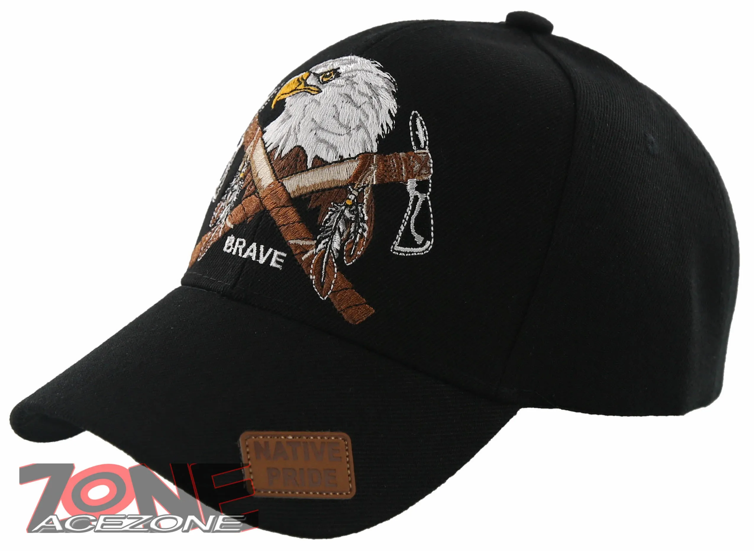 NEW! NATIVE PRIDE BRAVE AXE EAGLE BASEBALL CAP HAT BLACK