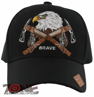 NEW! NATIVE PRIDE BRAVE AXE EAGLE BASEBALL CAP HAT BLACK