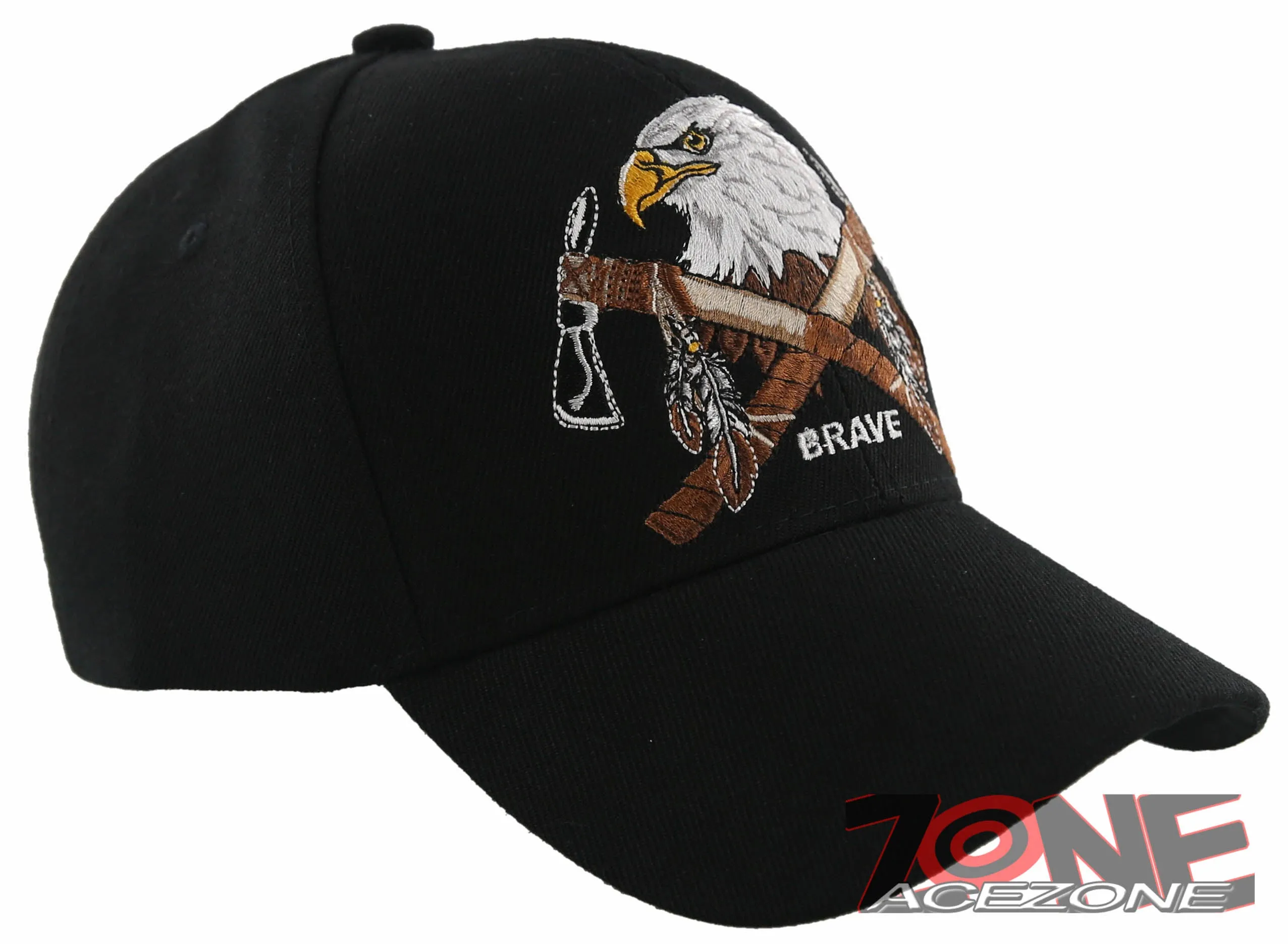 NEW! NATIVE PRIDE BRAVE AXE EAGLE BASEBALL CAP HAT BLACK