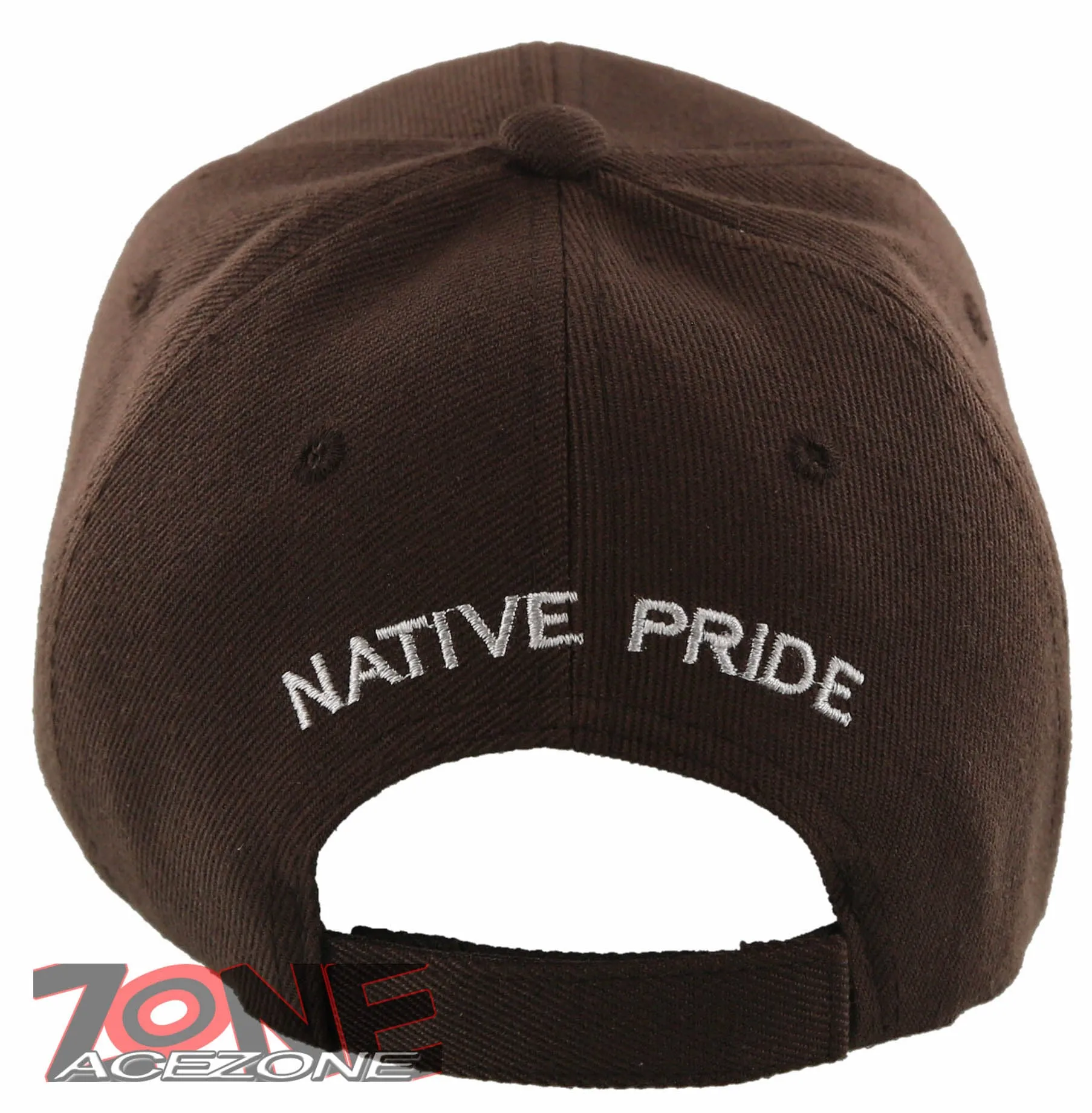 NEW! NATIVE PRIDE EAGLE FEATHERS FAUX LEATHER BASEBALL CAP HAT BROWN