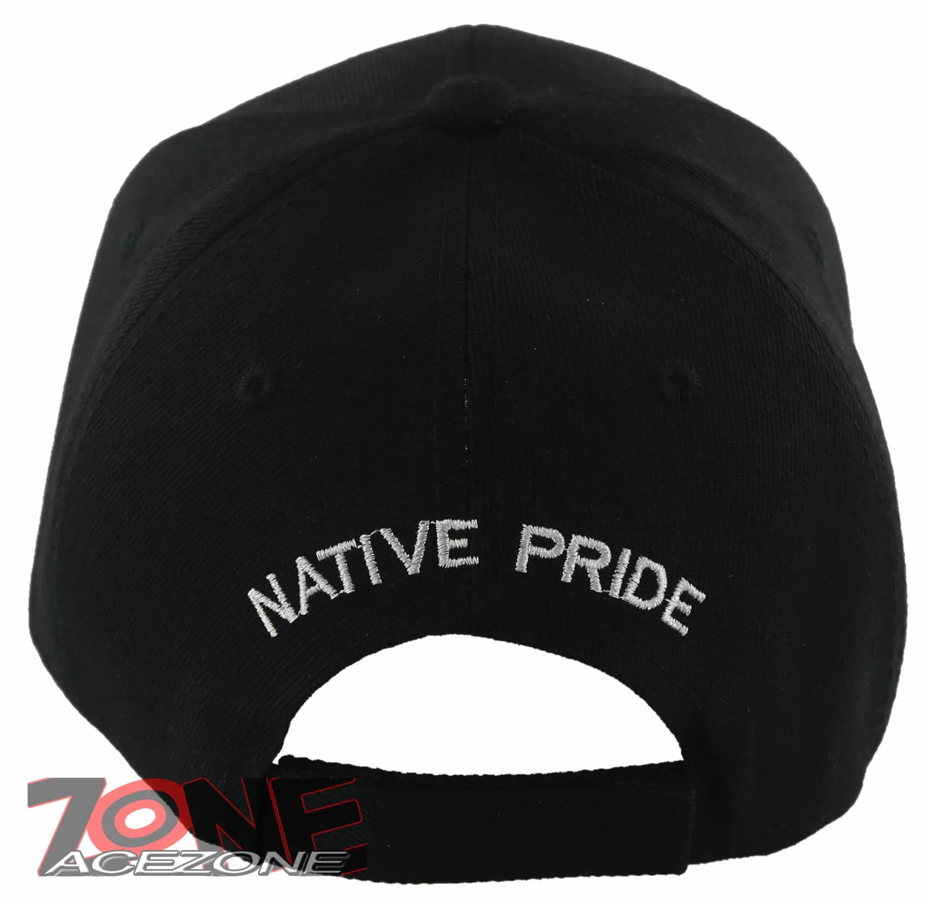 NEW! NATIVE PRIDE WOLF FEATHERS FAUX LEATHER BASEBALL CAP HAT BLACK
