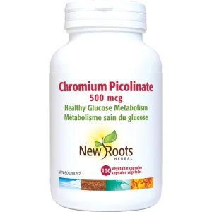 New Roots Chromium Picolinate 500mcg 100 Vegetarian Capsules
