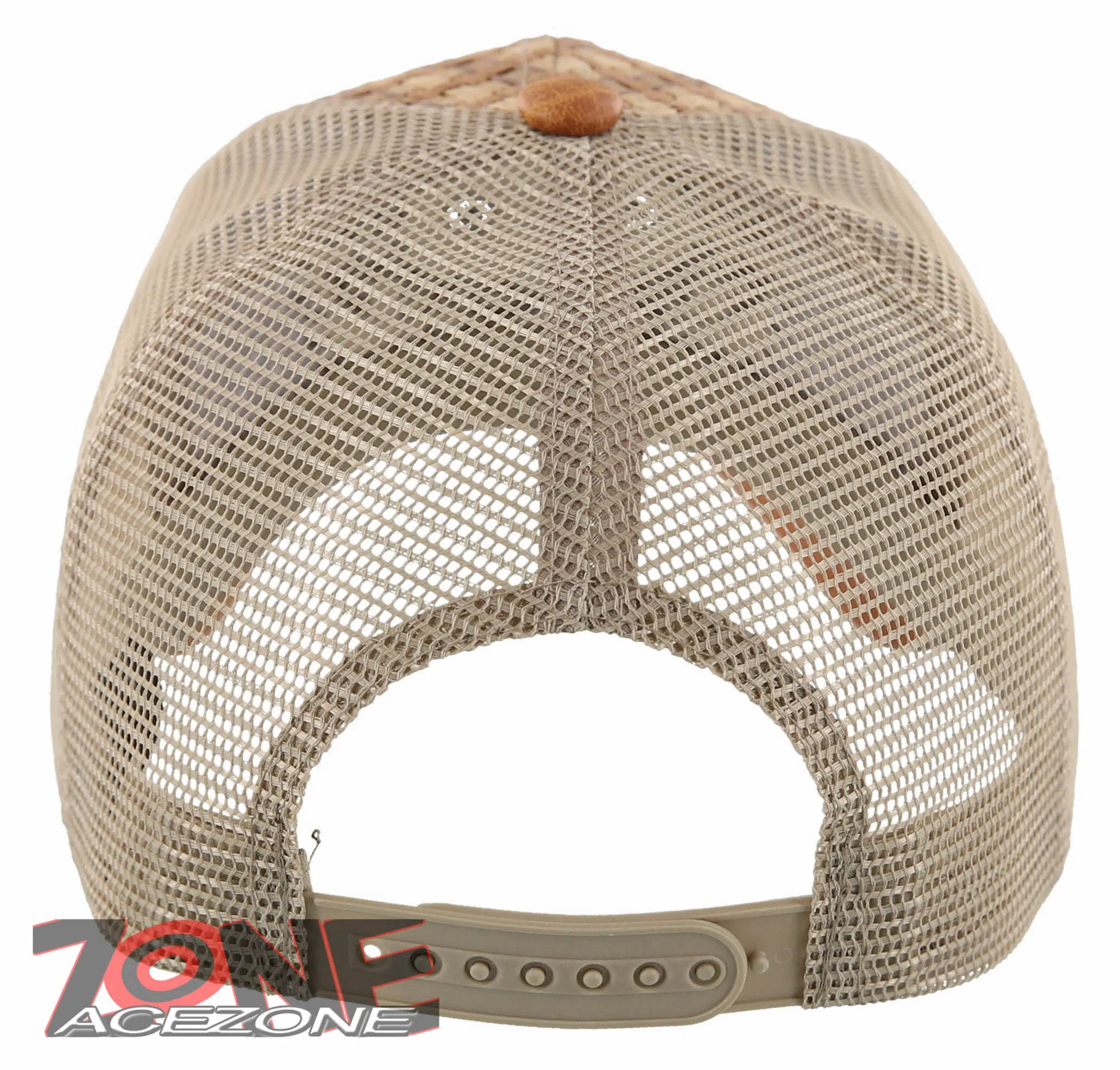 NEW! STRAW MESH METAL EAGLE FAUX LEATHER BALL CAP HAT TAN