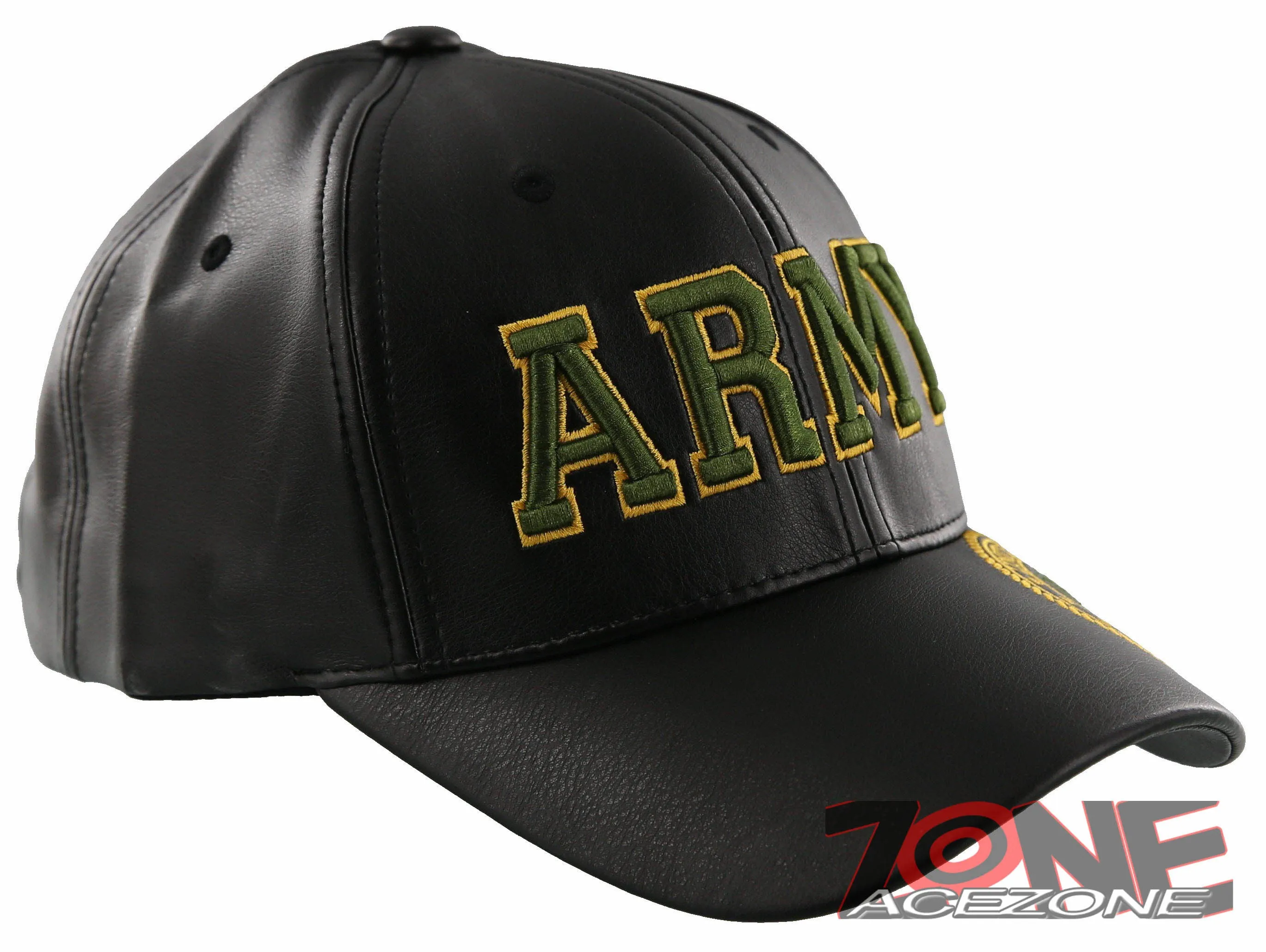 NEW! US ARMY BIG FAUX LEATHER BALL CAP HAT BLACK