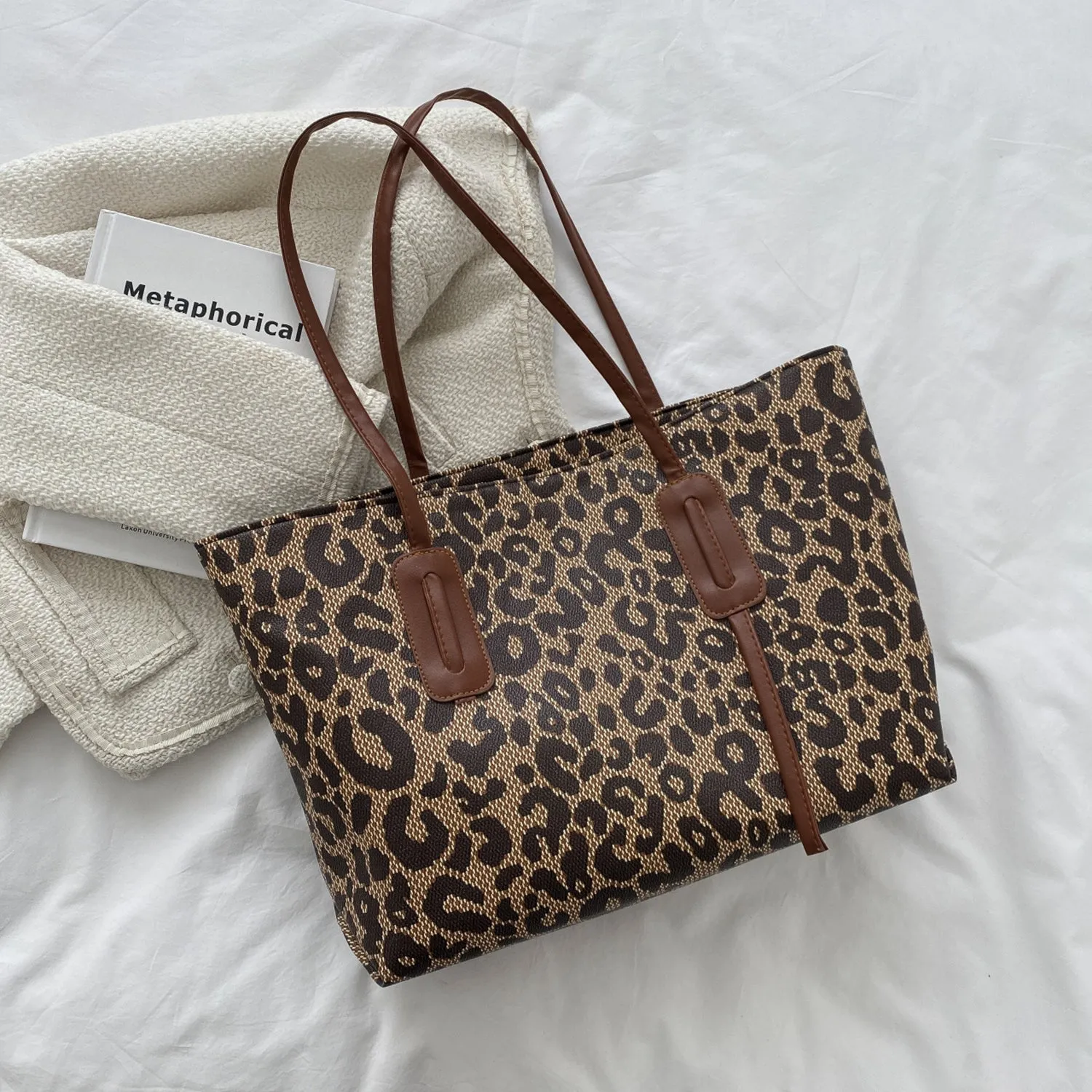 Nichole PU Leather Leopard Tote Bag