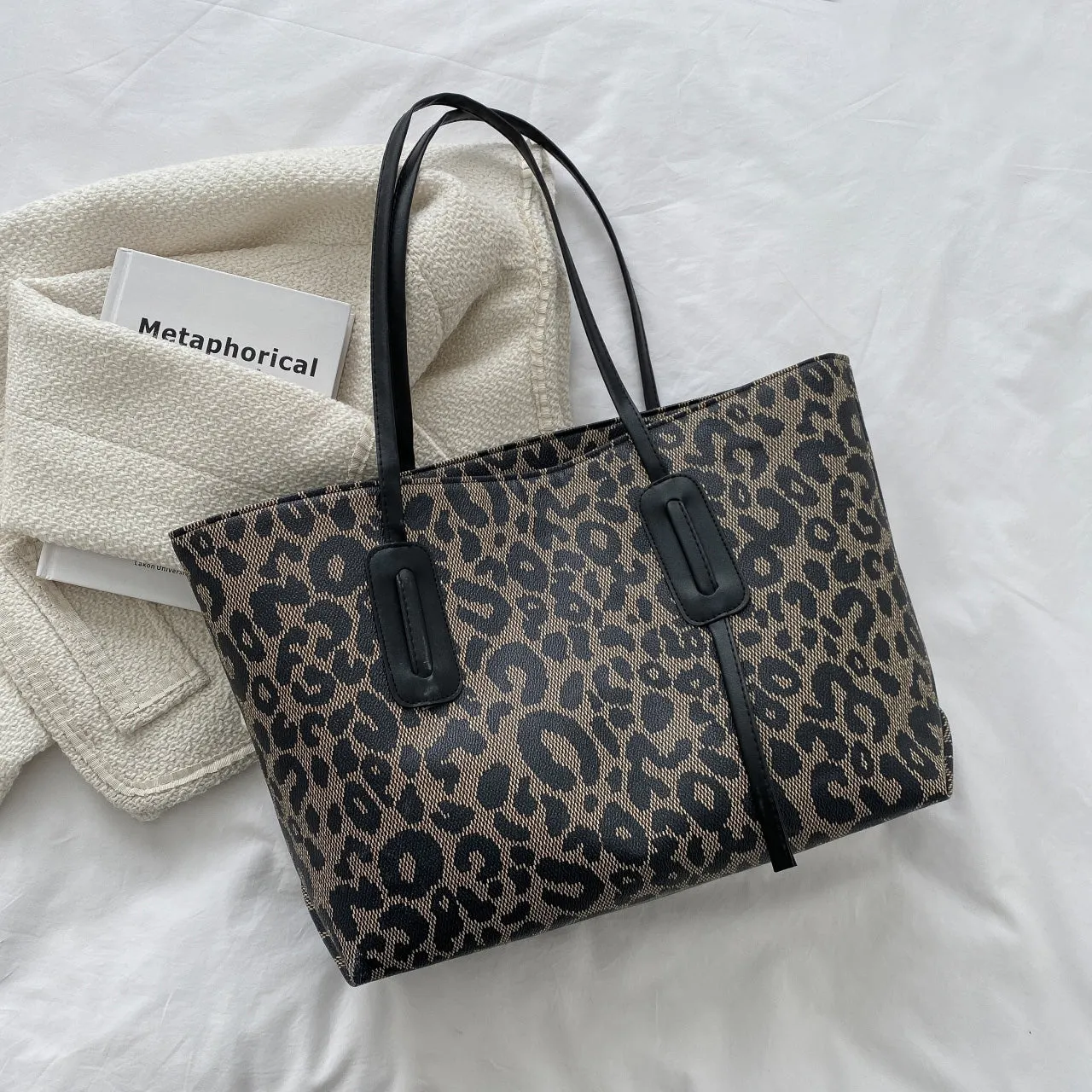 Nichole PU Leather Leopard Tote Bag