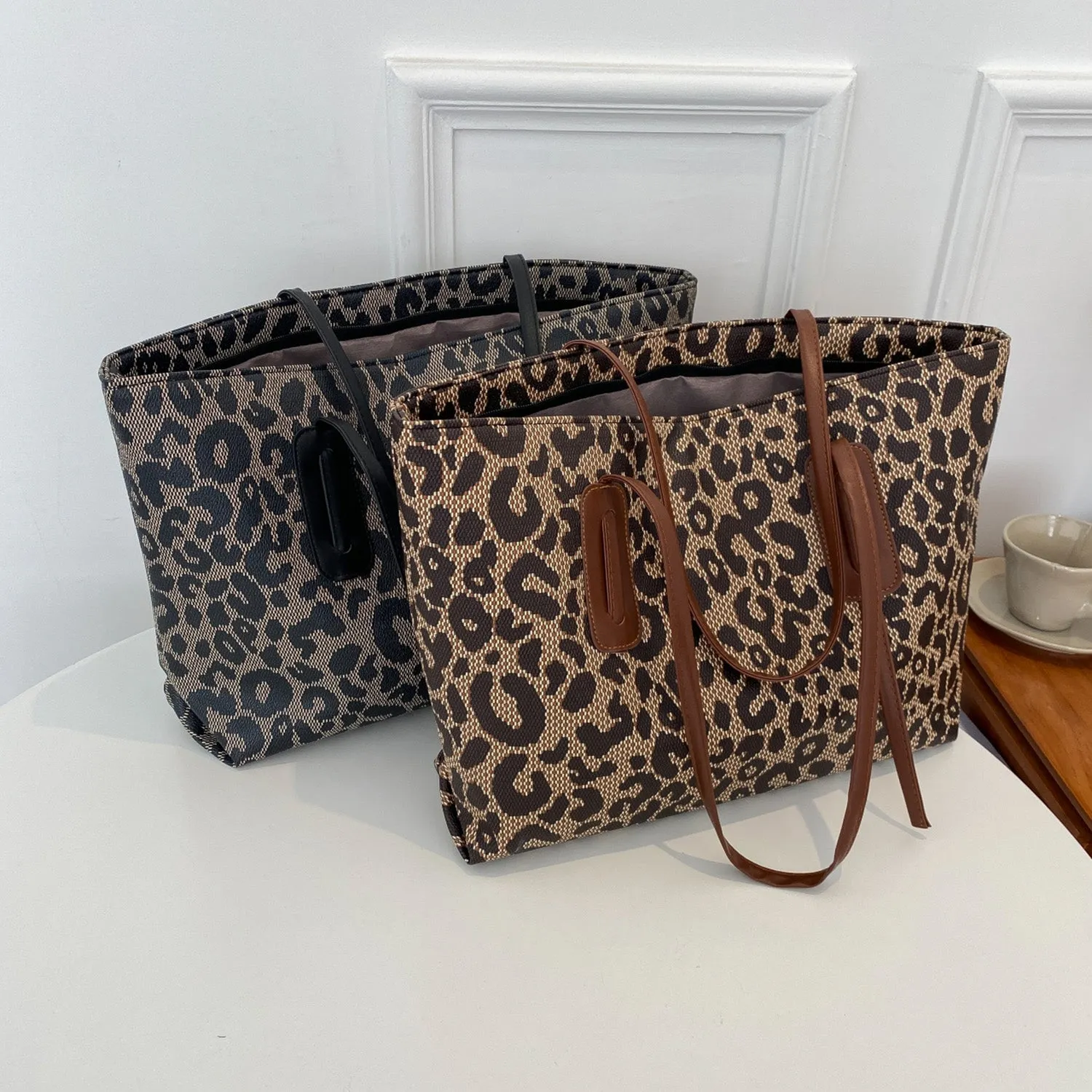 Nichole PU Leather Leopard Tote Bag