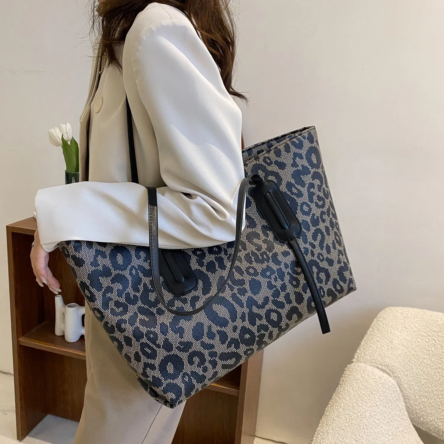 Nichole PU Leather Leopard Tote Bag