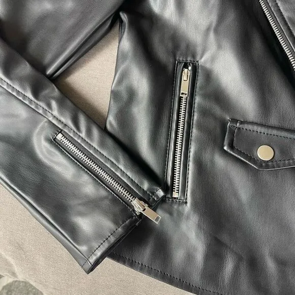 Nine West motorcycle black faux jacket