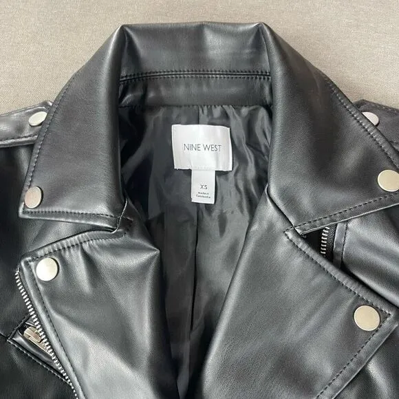 Nine West motorcycle black faux jacket