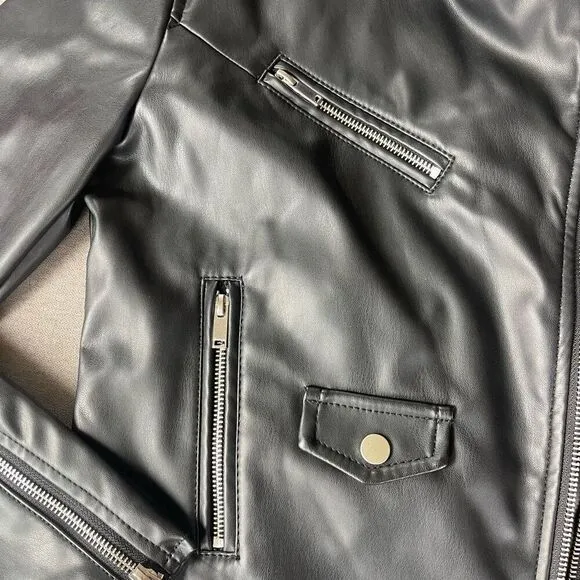 Nine West motorcycle black faux jacket