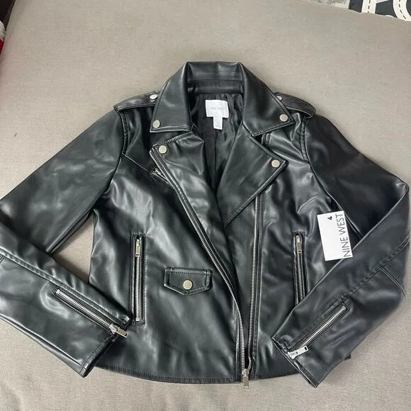 Nine West motorcycle black faux jacket