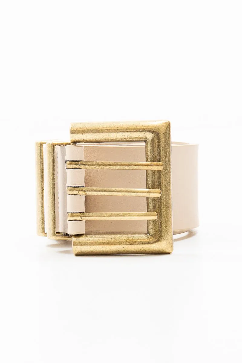Nude Faux Leather Wide Waist Belt - London