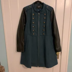 NWOT Torrid Military Zip-Front Coat, Teal and Black, women’s size 1 (14/16)