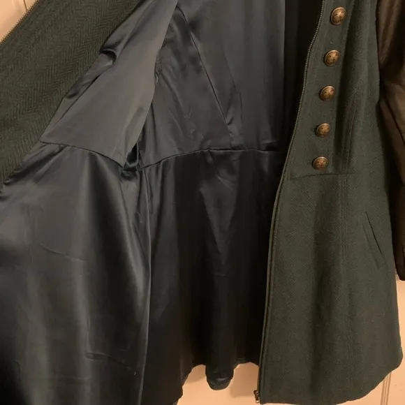 NWOT Torrid Military Zip-Front Coat, Teal and Black, women’s size 1 (14/16)