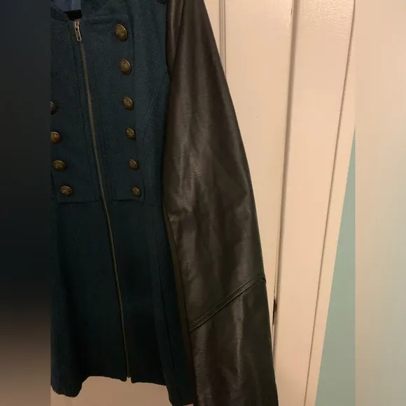 NWOT Torrid Military Zip-Front Coat, Teal and Black, women’s size 1 (14/16)