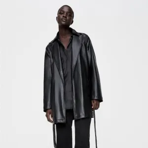 NWOT Zara faux leather black trench