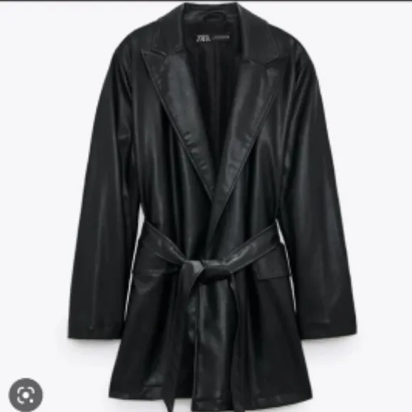 NWOT Zara faux leather black trench