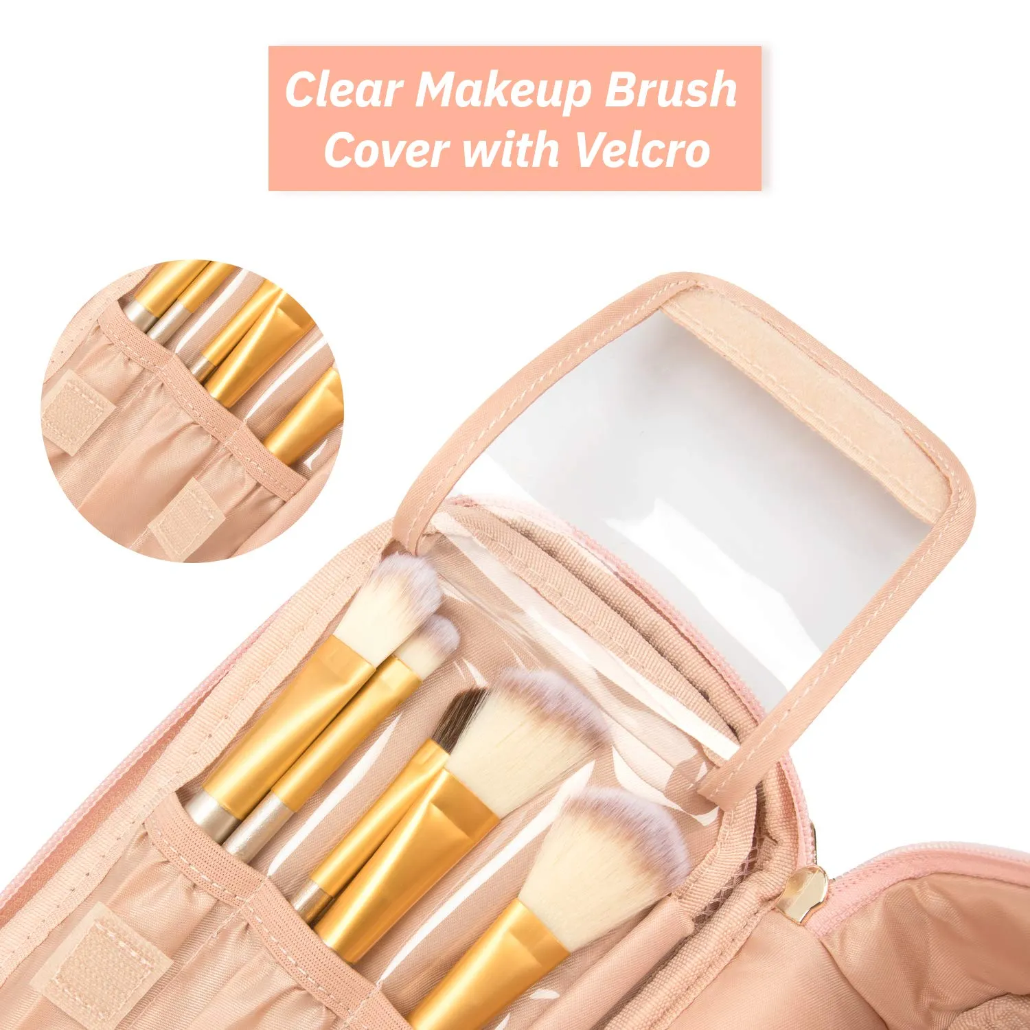 OCHEAL Small Cosmetic Bag,Portable Cute Travel Makeup Bag for Women and girls Makeup Brush Organizer cosmetics Pouch Bags -Rose Gold