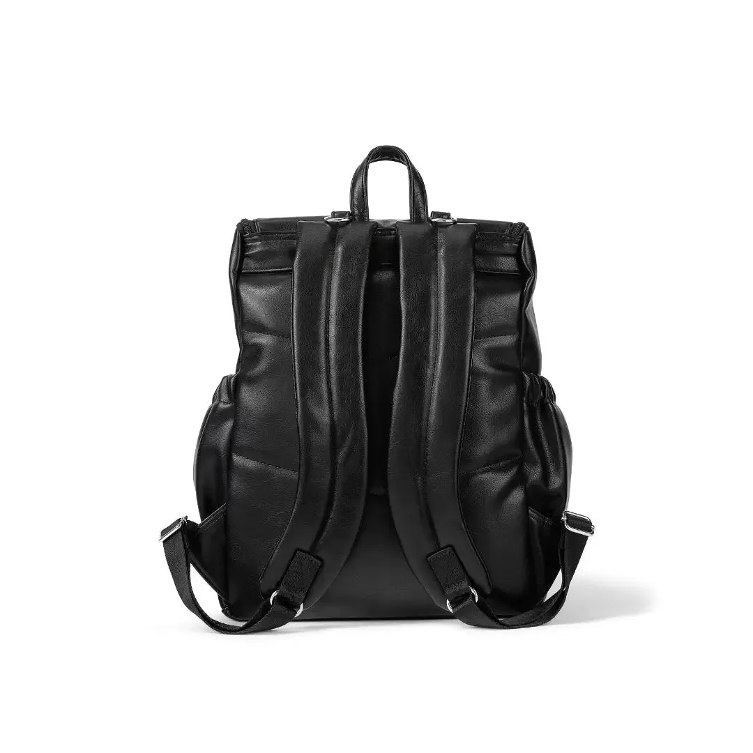 OiOi Signature Vegan Leather Nappy Backpack - Black Dimple
