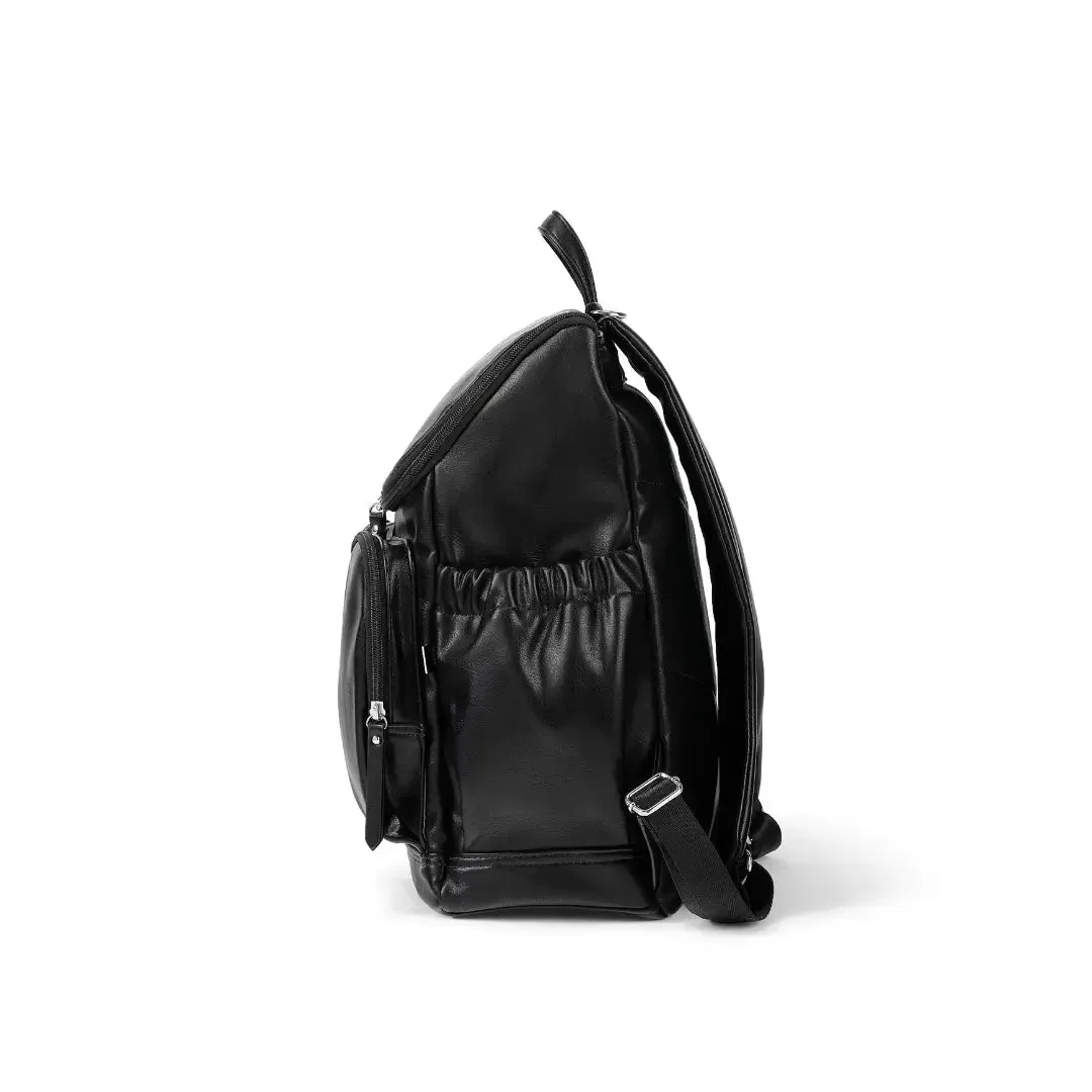 OiOi Signature Vegan Leather Nappy Backpack - Black Dimple