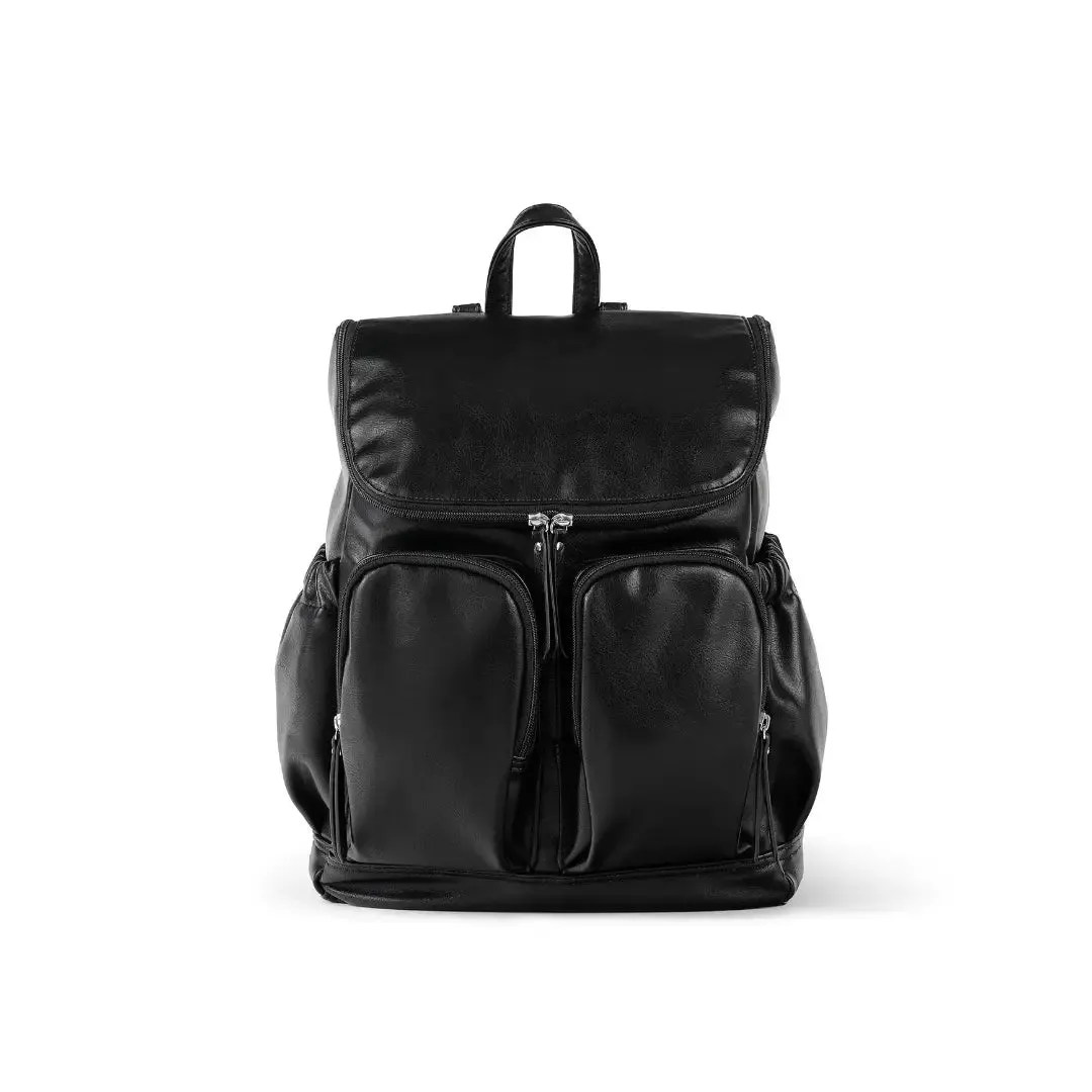 OiOi Signature Vegan Leather Nappy Backpack - Black Dimple