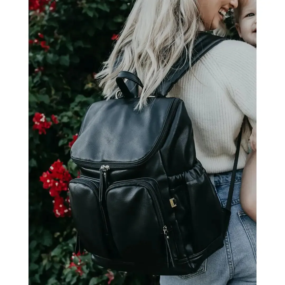 OiOi Signature Vegan Leather Nappy Backpack - Olive