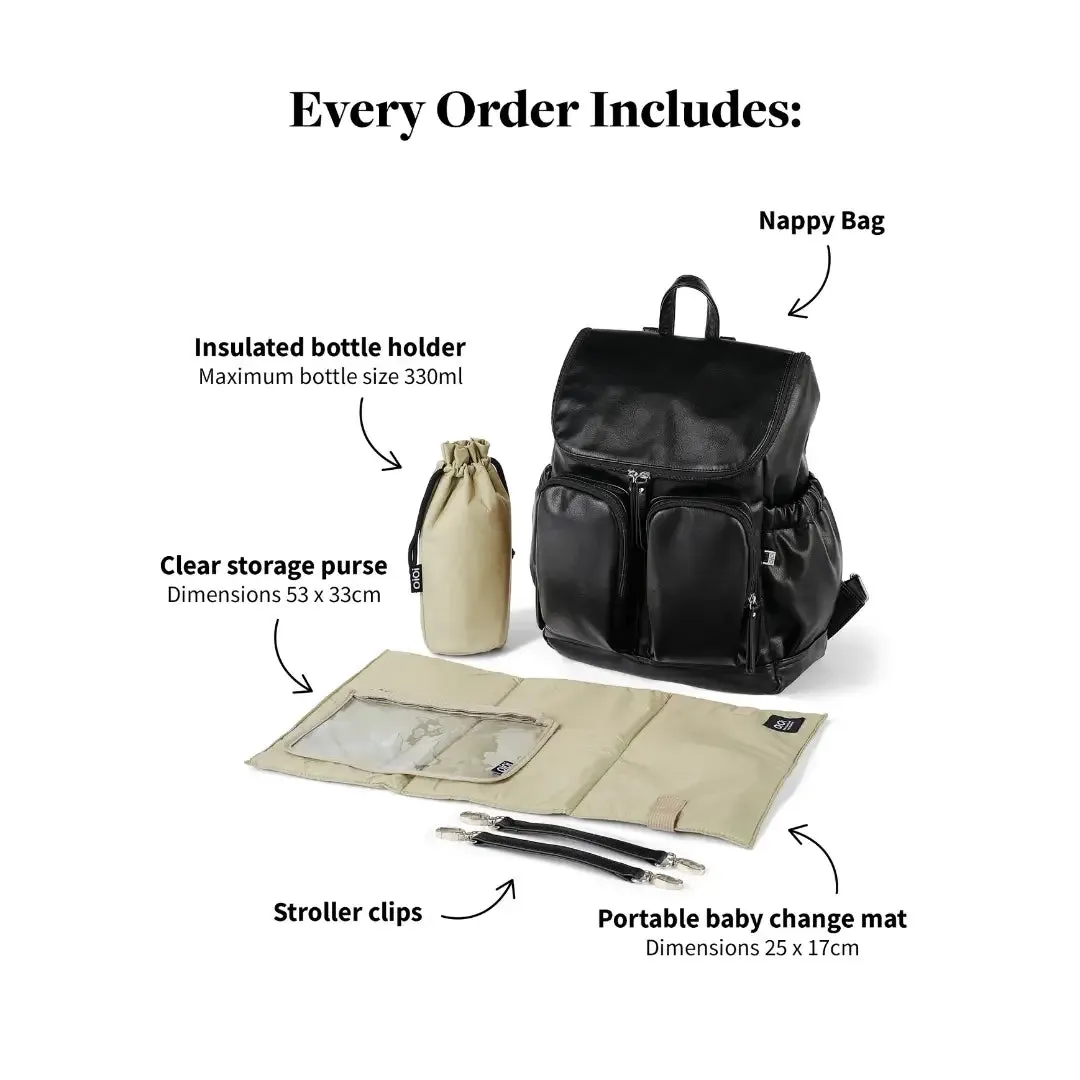 OiOi Signature Vegan Leather Nappy Backpack - Olive