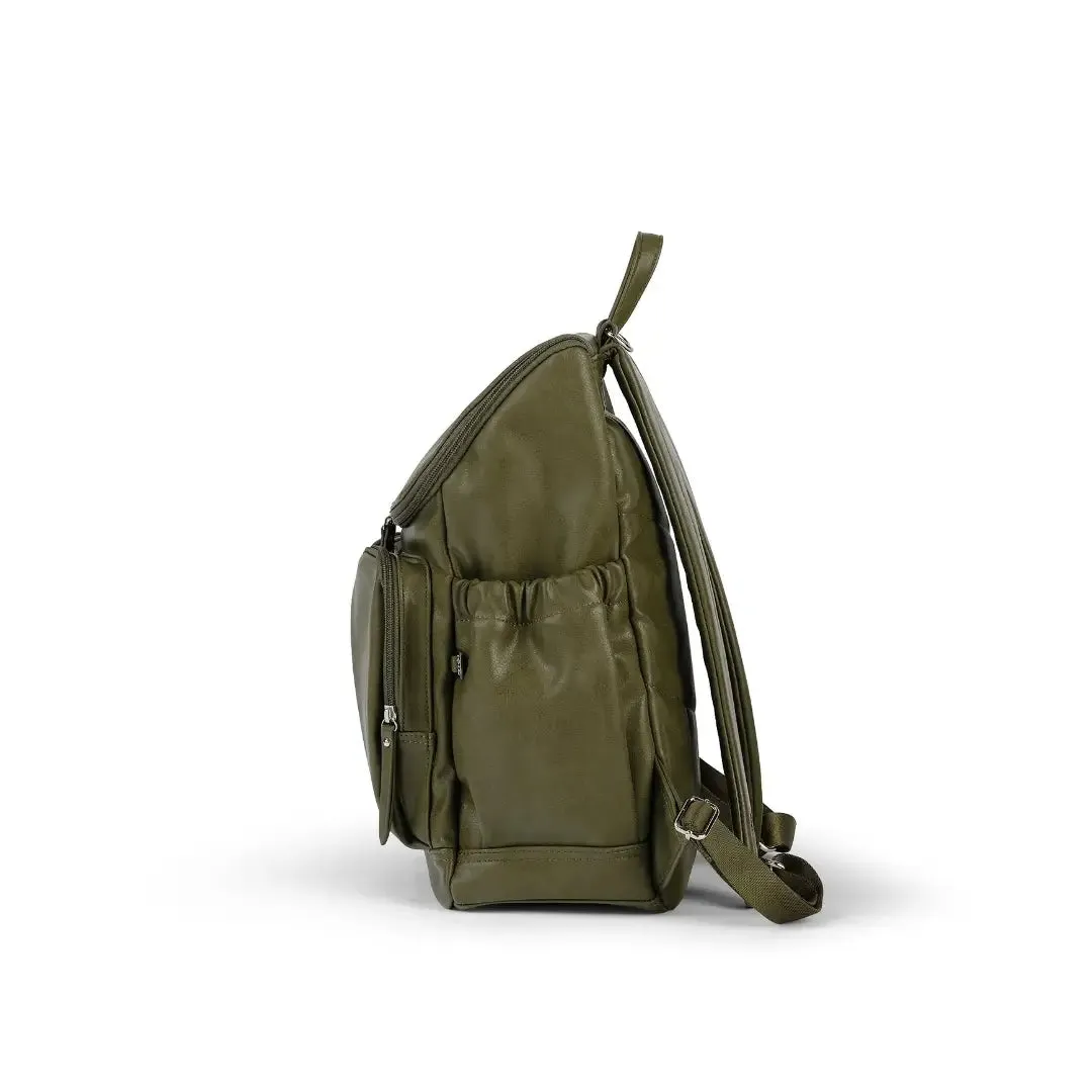 OiOi Signature Vegan Leather Nappy Backpack - Olive