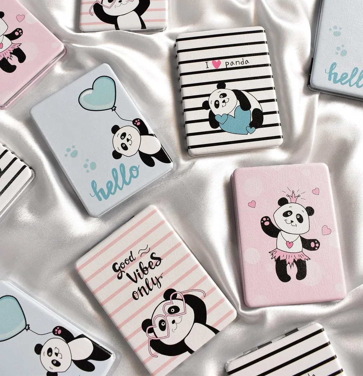 Panda Leather Print Pocket Mirrors