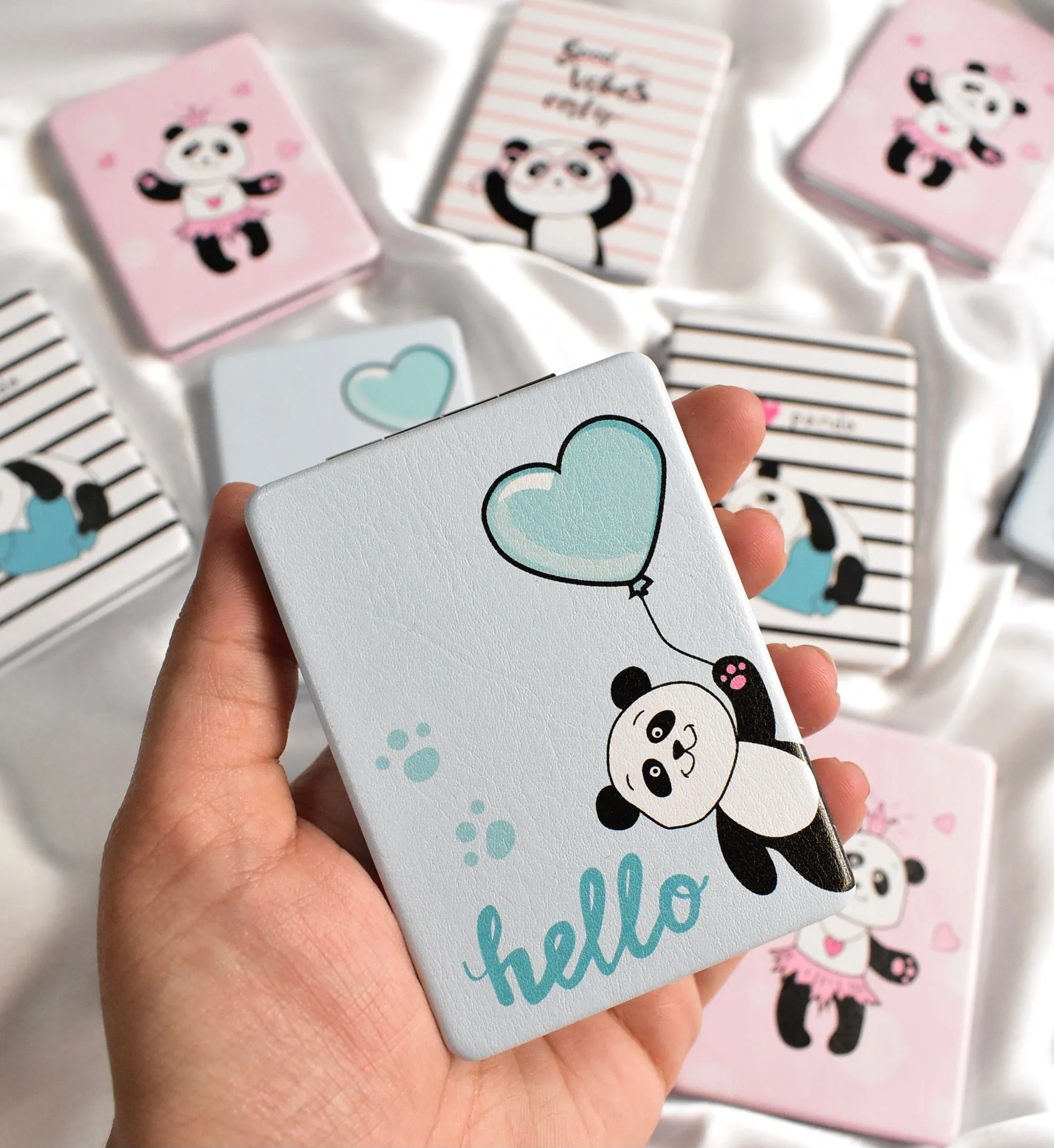 Panda Leather Print Pocket Mirrors