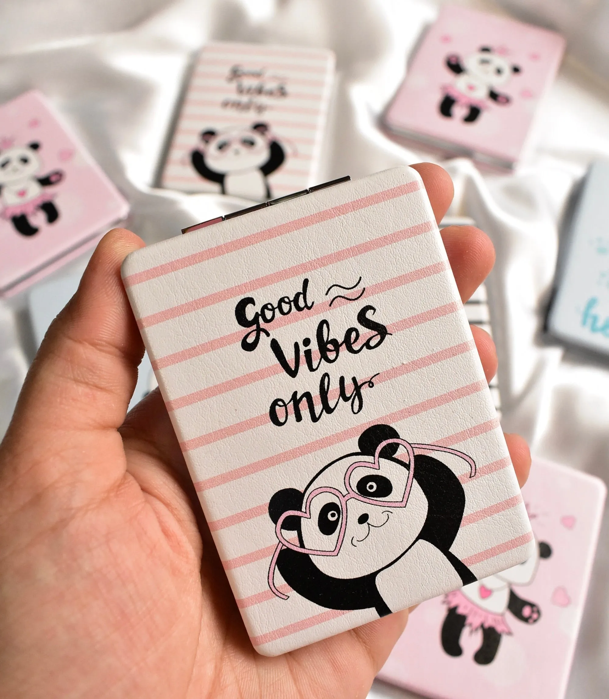 Panda Leather Print Pocket Mirrors