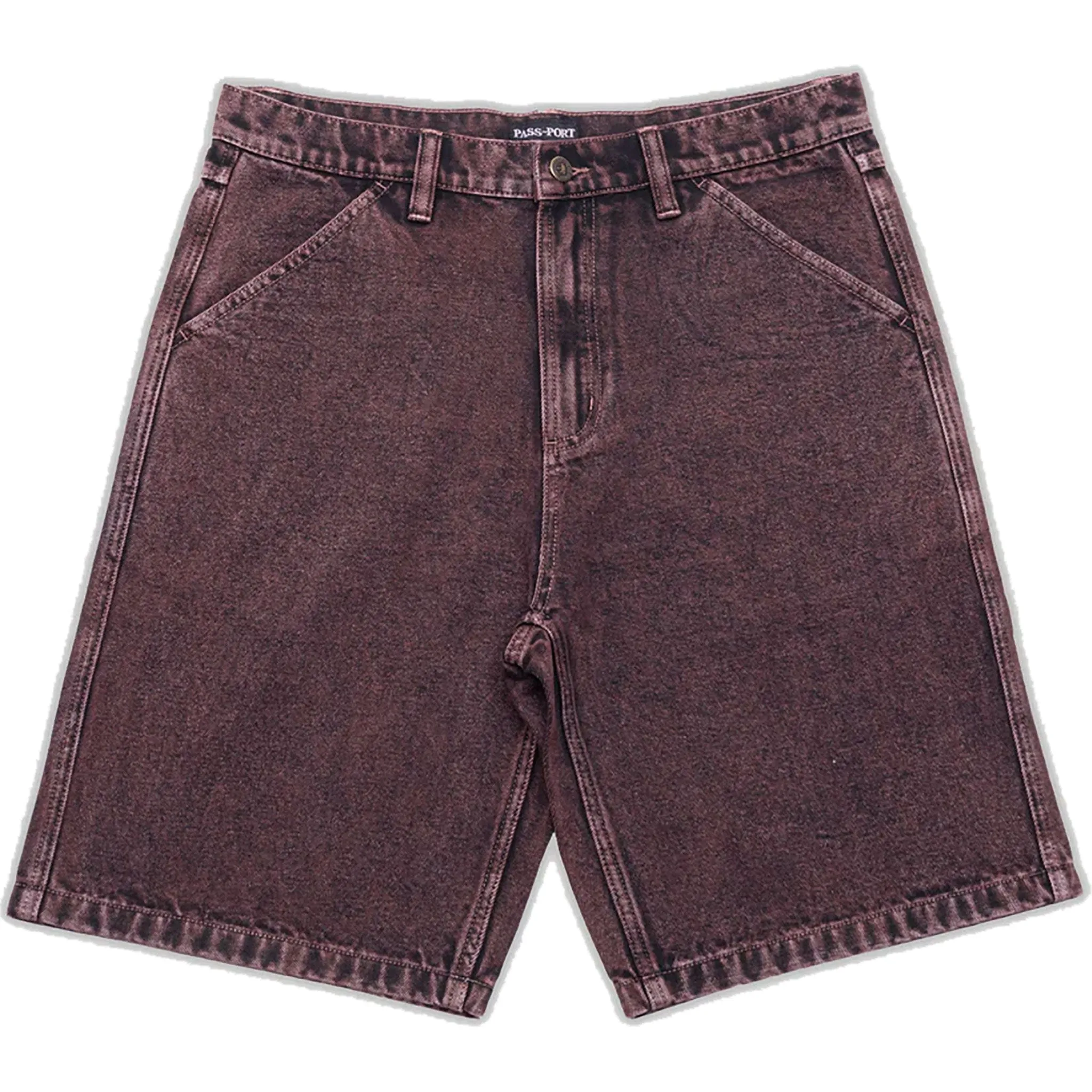Passport Workers Club Denim Short Over-Dyed Wine