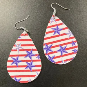 Patriotic 3 Faux Leather Earrings